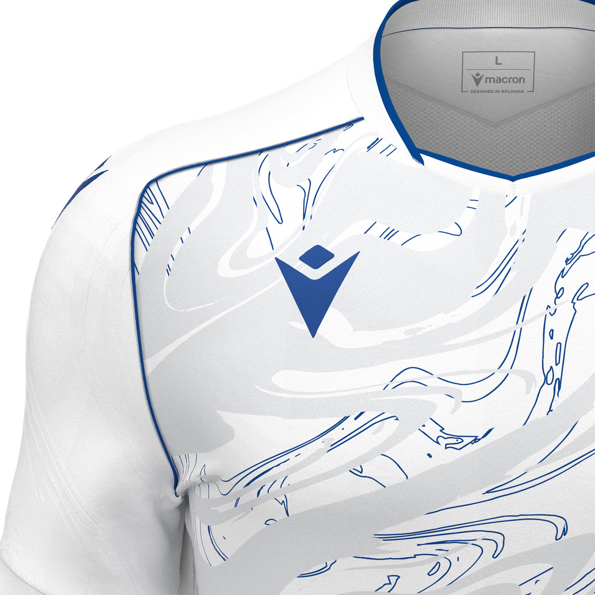 JNR Macron Arcane ECO Shirt SS - White/Royal Blue - KitRoom