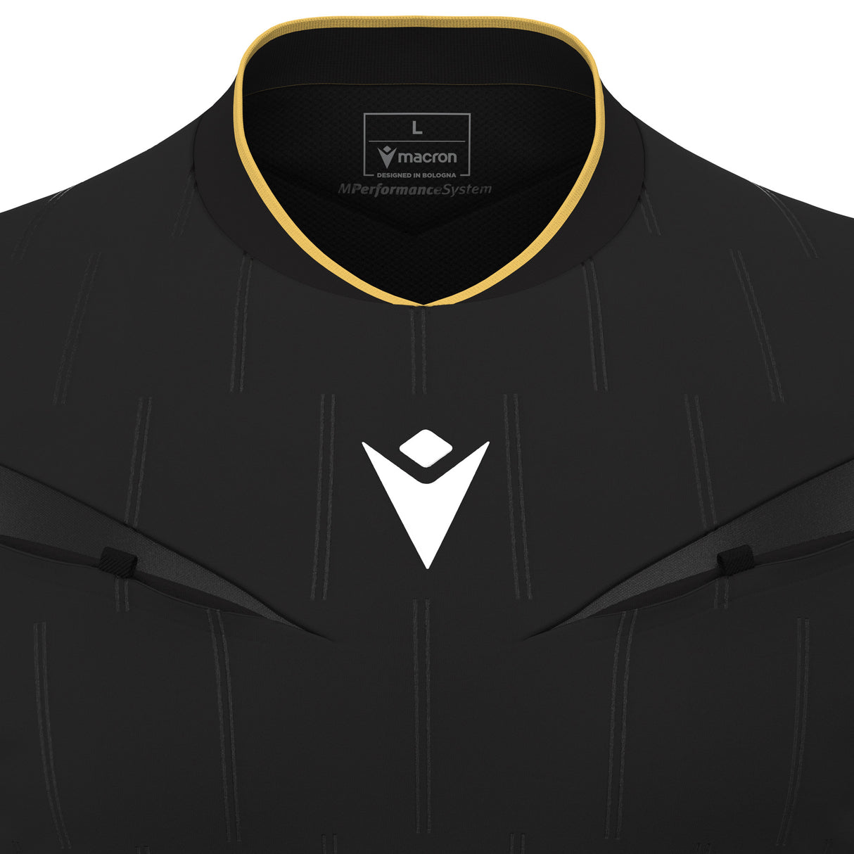 JNR Macron Mendez ECO Referee Shirt LS - Black/Gold - KitRoom