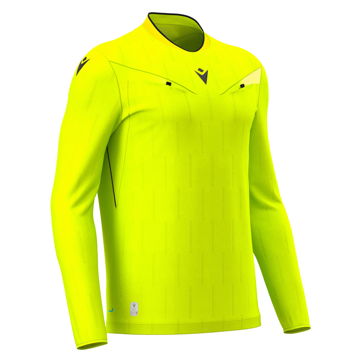 JNR Macron Mendez ECO Referee Shirt LS - Neon Yellow/Black - KitRoom