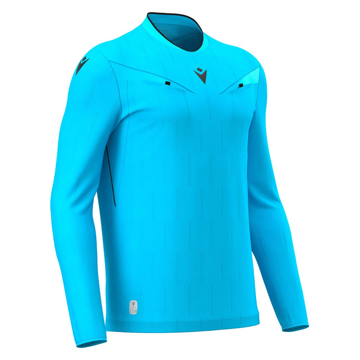 JNR Macron Mendez ECO Referee Shirt LS - Neon Sky/Black - KitRoom
