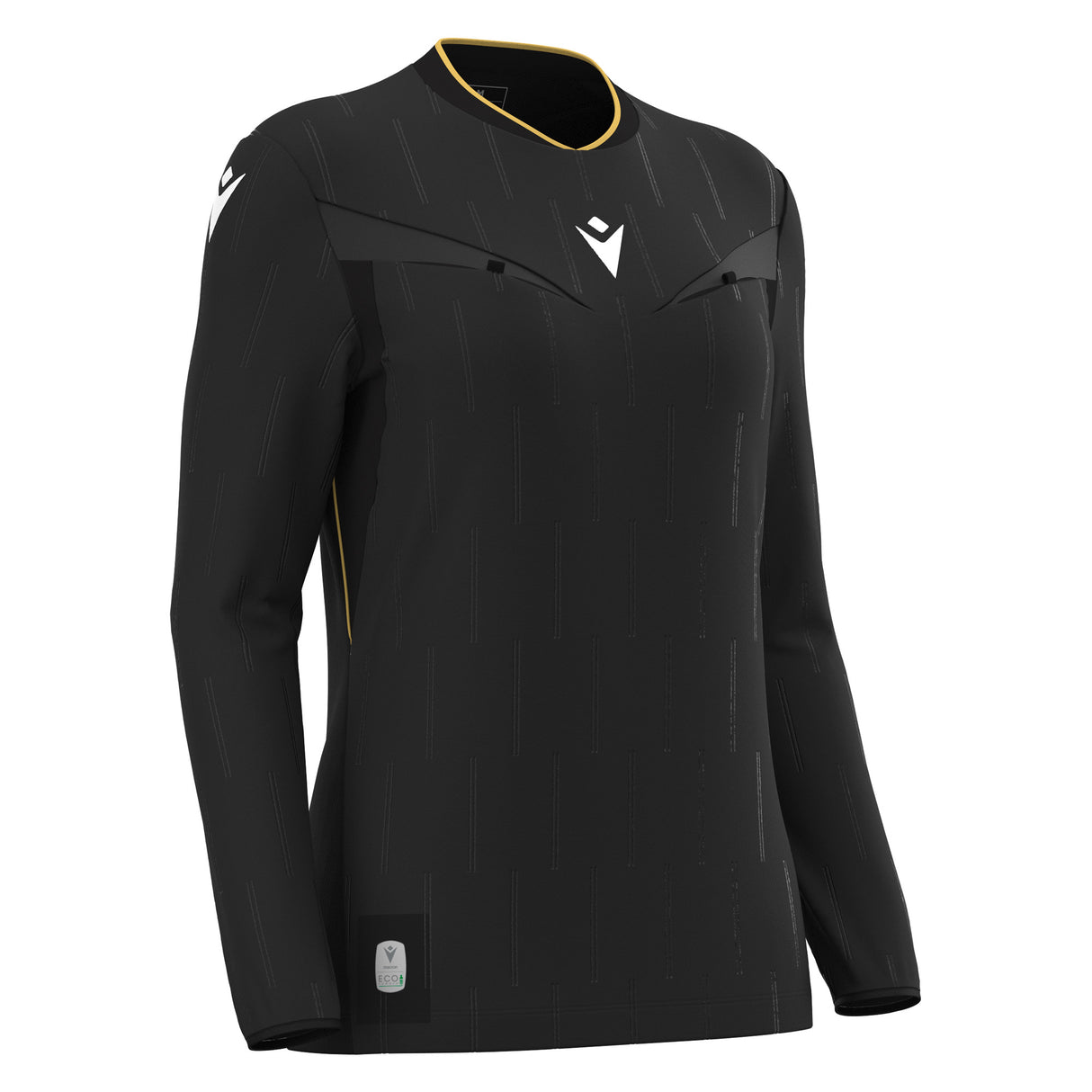JNR Macron Tess ECO WMN Referee Shirt LS - Black/Gold - KitRoom