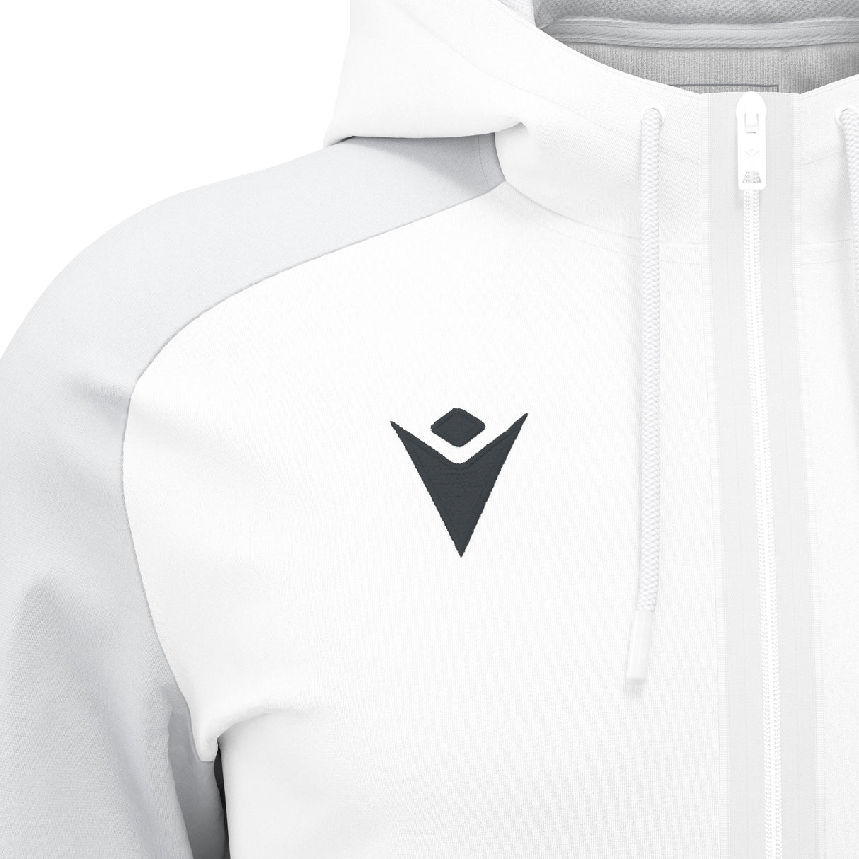 JNR Macron Chronos Full Zip Hoody - White/Light Grey - KitRoom
