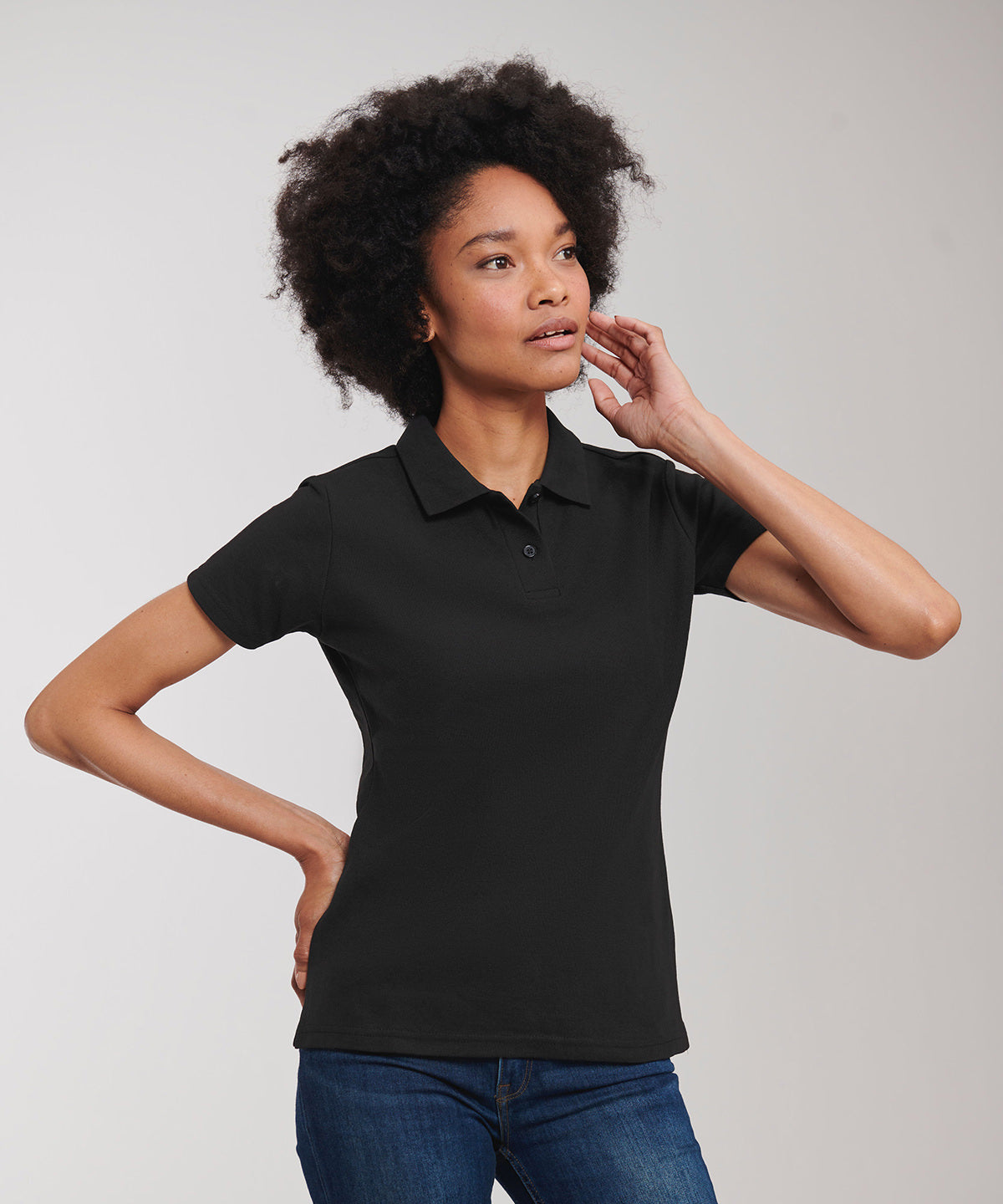 Russell Athletic Women's classic polycotton polo White