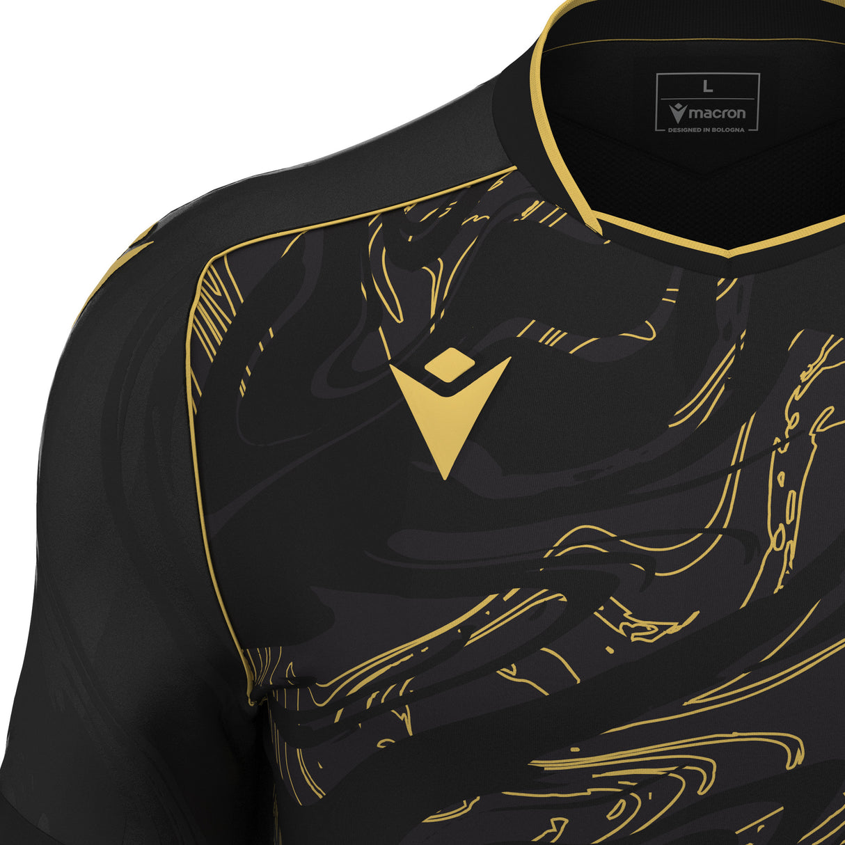 JNR Macron Arcane ECO Shirt SS - Black/Gold - KitRoom