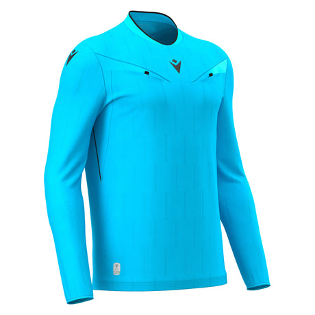 JNR Macron Mendez ECO Referee Shirt LS - Neon Sky/Black - KitRoom