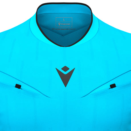 JNR Macron Mendez ECO Referee Shirt LS - Neon Sky/Black - KitRoom