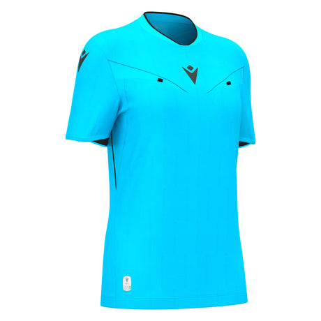JNR Macron Tess ECO WMN Referee Shirt SS - Neon Sky/Black - KitRoom