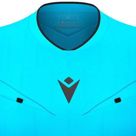JNR Macron Tess ECO WMN Referee Shirt SS - Neon Sky/Black - KitRoom