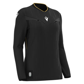 JNR Macron Tess ECO WMN Referee Shirt LS - Black/Gold - KitRoom