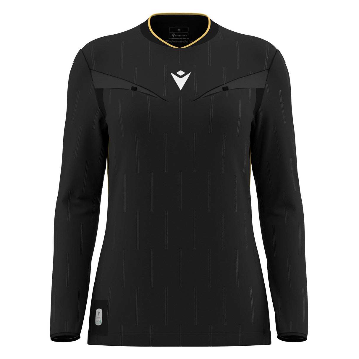 JNR Macron Tess ECO WMN Referee Shirt LS - Black/Gold - KitRoom