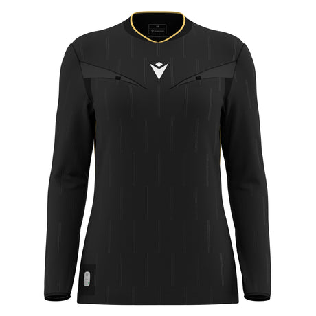 JNR Macron Tess ECO WMN Referee Shirt LS - Black/Gold - KitRoom