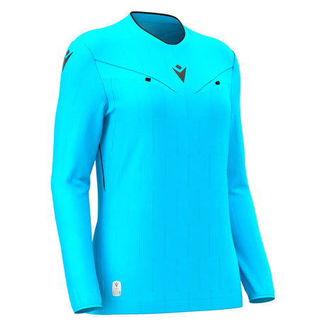 JNR Macron Tess ECO WMN Referee Shirt LS - Neon Sky/Black - KitRoom
