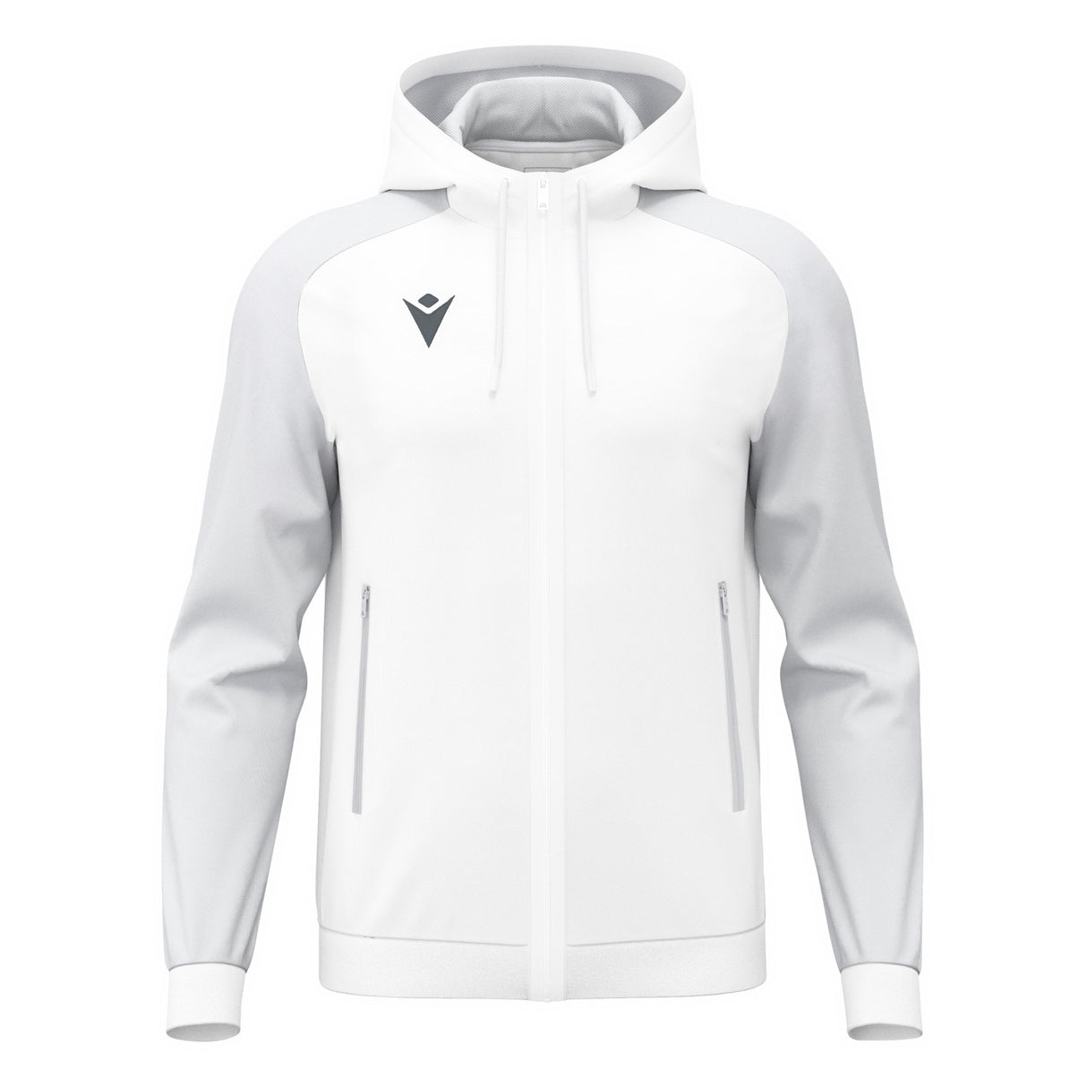 JNR Macron Chronos Full Zip Hoody - White/Light Grey - KitRoom