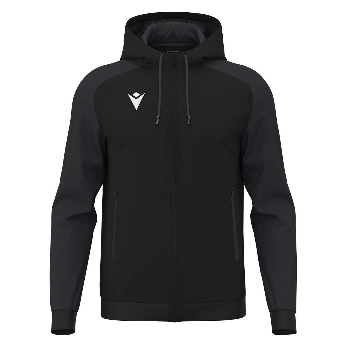 JNR Macron Chronos Full Zip Hoody - Black/Dark Grey - KitRoom