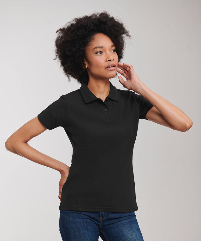 Russell Athletic Women's classic polycotton polo White