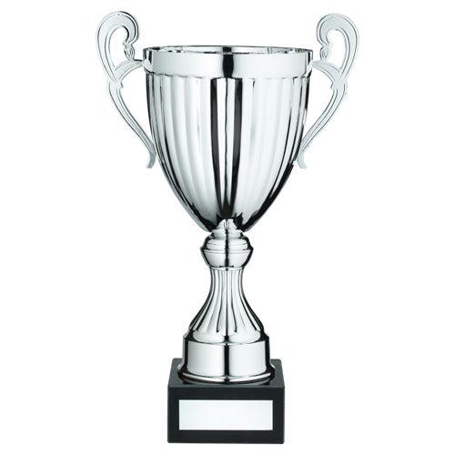 Silver Conical Trophy Cup With Handles And Plate