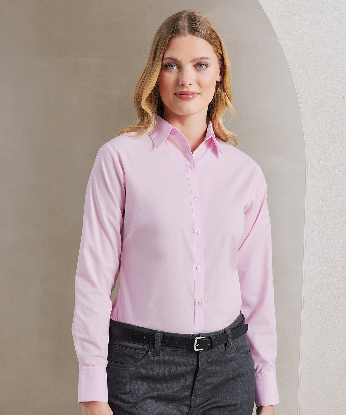 Premier Women's poplin long sleeve blouse White*