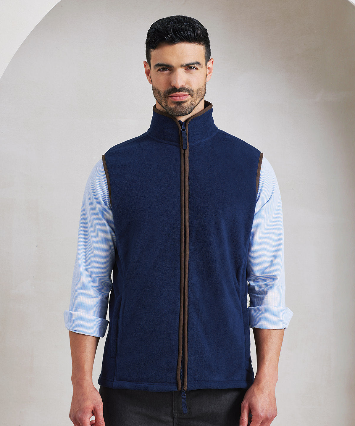 Premier Artisan fleece gilet Navy/Brown