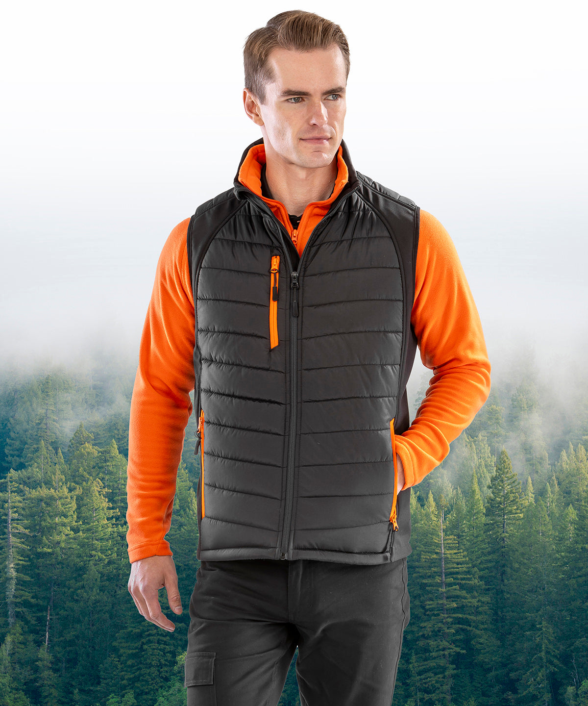 Result Recycled Compass padded softshell gilet  Navy/Yellow