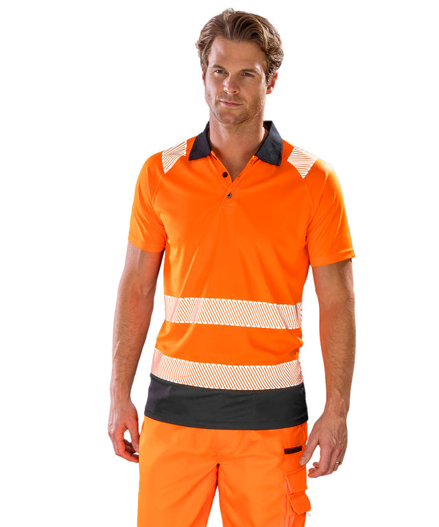 Result Recycled Recycled safety polo Fluorescent Orange/Black*