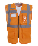 Yoko Hi-vis top cool open-mesh executive waistcoat (HVW820) Yellow/Royal Blue