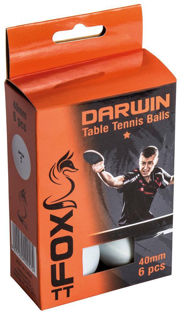 Fox TT Darwin 1 Star Table Tennis Balls (Pack of 6) - Fox TT, Table Tennis - KitRoom