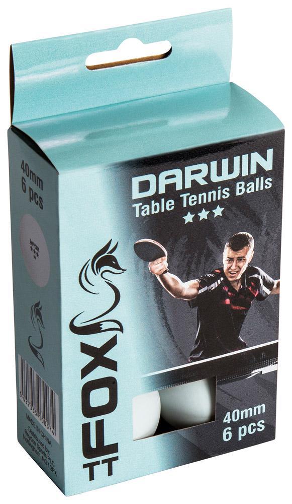 Fox TT Darwin 3 Star Table Tennis Balls (Pack of 6) - Fox TT, Table Tennis - KitRoom