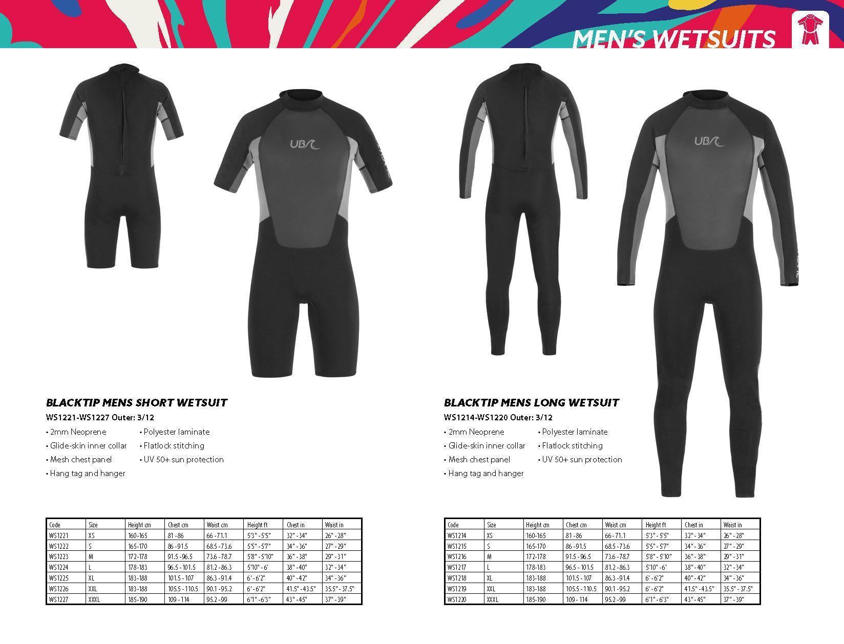 UB Mens Blacktip Mono Shorty Wetsuit | Reydon Sports Plc